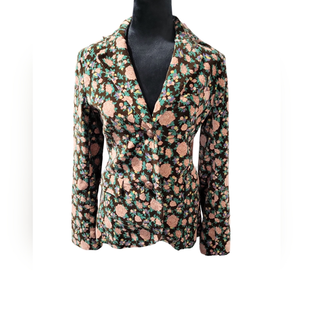 Madchen By Anthropologie Floral Women's Collared Two Button Blazer Small